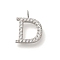 304 Stainless Steel Micro Pave Cubic Zirconia Pendants, Letter A~Z Charms, Letter D, 12.5x9.5x2mm, Hole: 2mm