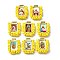 Barss Pendants, with Plastic Beads and Paper, Rectangle with Fantastic Saints, Cadmium Free & Nickel Free & Lead Free, Yellow, 27x22x6mm, Hole: 2.2mm