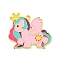 Alloy Enamel Pendants, Golden, Unicorn Charm, Pink, 26x30x1mm, Hole: 1.8mm