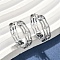 Brass Clear Cubic Zirconia Rectangle Hoop Earrings, Real Platinum Plated, 21x22.5x5.5mm