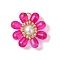 Glass Pendants, with Brass Findings, Flower, Fuchsia, 25.5x23.5x8mm, Hole: 6.5x3mm