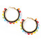 Bohemian Handmade Glass Seed Beads Oval Hoop Earrings, Golden, 43x45mm
