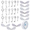 DIY Kits, Including 30Pcs 6 Style Key Alloy Pendants, 30Pcs 3 Colors Dragonfly Wing Organza Fabric and 1 Roll Clear Elastic Crystal Thread, Mixed Color, Key Pendants: 5pcs/style