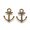 Alloy Pendants, Anchor, Nickel Free, Antique Bronze, 19x15x2mm, Hole: 3mm