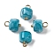 Acrylic Pendants, with Brass Loops, Column, Dark Turquoise, 12.5x8.5mm, Hole: 2.5mm