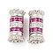 925 Sterling Silver Micro Pave Cubic Zirconia Screw Clasps, Flower, Real Platinum Plated, Medium Violet Red, 13x6.5mm, Hole: 2mm