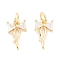Brass Micro Pave Cubic Zirconia Pendants, with Jump Ring, Bowknot, Clear, Real 18K Gold Plated, 12x7.5x2.5mm
