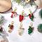 Christmas Glass Pendant Decorations, with Aluminum Bell Charms and Alloy Enamel Pendants, Mixed Color, 64~65.5mm, 6pcs/set