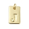 Brass Pendants, Rectangle with Letter Charms, Rack Plating, Lead Free & Cadmium Free, Long-Lasting Plated, with Jump Ring, Letter J, 15.5x10x1.3mm, Hole: 3.4mm