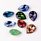 Faceted Teardrop K9 Glass Rhinestone Cabochons, Pointed Back & Back Plated, Grade A, Mixed Color, 18x13x6mm
