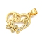 Rack Plating Brass Micro Pave Cubic Zirconia Pendants, Long-Lasting Plated, Cadmium Free & Lead Free, Real 18K Gold Plated, Heart, 20x17.5x2mm, Hole: 4.5x3mm