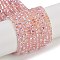 Electroplate Glass Beads Strands, Pearl Luster Plated, Faceted, Rondelle, Pink, 2.4~3x4mm, Hole: 1mm, about 145~151pcs/strand, 37.5~40cm