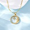 Brass Micro Pave Clear Cubic Zirconia Pendant Necklaces, Real 18K Gold Plated, Sun, 17.48 inch(44.4cm)