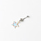 Summer Beach 304 Stainless Steel Sky Blue Enamel Curved Barbell Dangle Belly Rings, Stainless Steel Color, Starfish, 42mm