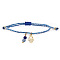 Bohemian 304 Stainless Steel Hamsa Hand Charm Bracelets, Nylon Cord Braided Bracelets for Women, Blue, 11.02 inch(28cm)