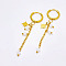 304 Stainless Steel Glass Star Tassel Hoop Earrings, Golden, White, 53mm
