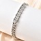 Brass Micro Pave Clear Cubic Zirconia Rectangle Link Bracelets, Curb Chain Bracelets for Women, Rack Plating, Long-Lasting Plated, Lead Free & Cadmium Free, Platinum, Cross, 7-1/4 inch(18.5cm)