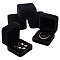 BENECREAT Black Velvet Couple Ring Box Square Engagement Wedding Box Earring Pendant Case for Wedding Birthday and Anniversary
