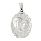 Non-Tarnish 304 Stainless Steel Pendants, Religious Theme Charm, Oval with Virgin Mary, Stainless Steel Color, 24x16x2~2.5mm, Hole: 5x3mm