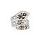 Rack Plating Brass Clear Cubic Zirconia Beads, Long-Lasting Plated, Snake, Silver, 5x5.5x5mm, Hole: 2mm