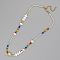 Christmas Theme Glass & Imitation Pearl & Brass Heart Beaded Necklaces, Colorful, 16.54 inch(42cm)