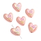 2Pcs UV Platings Acrylic Beads, Heart with Tulip, with Enamel, Light Salmon, 20x19mm, Hole: 2mm