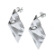 Tarnish Resistant 201 Stainless Steel Stud Earrings, with 304 Stainless Steel Pins, Textured Rhombus, Stainless Steel Color, 32.5x18mm