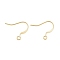 Brass Flat Ear Wire, Earring Hooks, Rack Plating, Long-Lasting Plated, Cadmium Free & Lead Free, Real 18K Gold Plated, 17mm, Hole: 2mm, Pin: 1mm