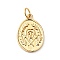 Rack Plating Brass Pendants, with Jump Ring, Cadmium Free & Nickel Free & Lead Free, Oval, Real 18K Gold Plated, 18x12.5x1.5mm, Hole: 3.6mm