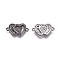 Brass Micro Pave Cubic Zirconia Links connectors, Heart with Heart, Clear, Gunmetal, 13x20x2.7mm, Hole: 1.4mm