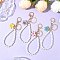 4Pcs 4 Colors Alloy Enamel Flower Charm with Plastic Pearl Beaded Pendant Decorations, with Split Key Rings and Lobster Claw Clasps, Golden, Mixed Color, 70mm, 1pc/color