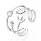304 Stainless Steel Cuff Rings Components, Pad Ring Setting, Sun & Moon, Stainless Steel Color, Adjustable, Tray: 3mm and 3.5mm, 16mm