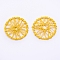 Wrapped Wire Iron Pendants, Flat Round, Yellow, 30x3.5mm