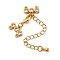 Brass Micro Pave Clear Cubic Zirconia Chain Extender, with Chain and Clasp, Real 18K Gold Plated, 80mm