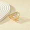 Hollow Out Flower Pattern Alloy Finger Rings, Golden, Inner Diameter: 18mm