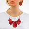Leaf Alloy with Imitation Leather Pendant Necklace & Stud Dangle Earring, Platinum, Red, 425mm