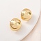 Half Round Brass Stud Earrings, Real 18K Gold Plated, 18mm