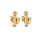 304 Stainless Steel Pendants, Ion Plating(IP), Cactus Charm, Real 18K Gold Plated, 15x8.5x3mm, Hole: 1.8mm