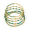 5Pcs Glass Seed Beads & CCB Beads Stretch Bracelets, Stackable Bracelets for Women, Green, Inner Diameter: 6-1/2 inch(16.5cm)