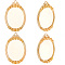 4Pcs Brass Pendant Cabochon Settings, Long-lasting Plate, Oval, Real 14K Gold Plated, Tray: 25.5mm, 36.5x25x3mm, Hole: 1.6mm