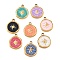 304 Stainless Steel Enamel Pendants, Flat Round, Golden, Sun, 15.5~16.5x13.5x2.5mm, Hole: 1.2~1.4mm