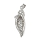 Brass Micro Pave Cubic Zirconia Pendants, Cadmium Free & Lead Free, Conch Shape, Platinum, 34.5x11x9mm, Hole: 5x3.5mm