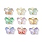 Butterfly Gradient Color Baking Paint Transparent Glass Charms, with Brass Ball Head Pins Loops, Golden, 11.5x14.5x5mm, Hole: 2.5mm