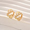Imitation Pearl S-shaped Hoop Earrings for Women, Brass Earrings, Real 18K Gold Plated, 13x15mm