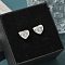 Rack Plating Brass Micro Pave Clear Cubic Zirconia Stud Earrings, Heart, Letter O, 8.5x9.5mm
