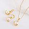 304 Stainless Steel Pendant Necklaces & Hoop Earrings Sets, with Round Imitation Pearl, Golden