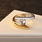 Flat Round Brass with Crystal Rhinestone Finger Rings, Platinum & Golden, US Size 7(17.3mm)