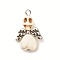 Halloween Dyed Synthetic Turquoise Pendants, Skull Angel Charms with CCB Plastic Wings and Platinum Tone Iron Loops, White, 29x20x9mm, Hole: 2.5mm
