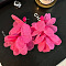 Alloy Polyester Flower Tassel Stud Earrings, with Glass & Acrylic, Deep Pink, 100x70mm