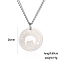 304 Stainless Steel Male Flat Round Pendant Cartoon Couple Twisted Chain Necklaces, Fashionable Accessory for Festive Gift, Silver, 27.17 inch(69cm)